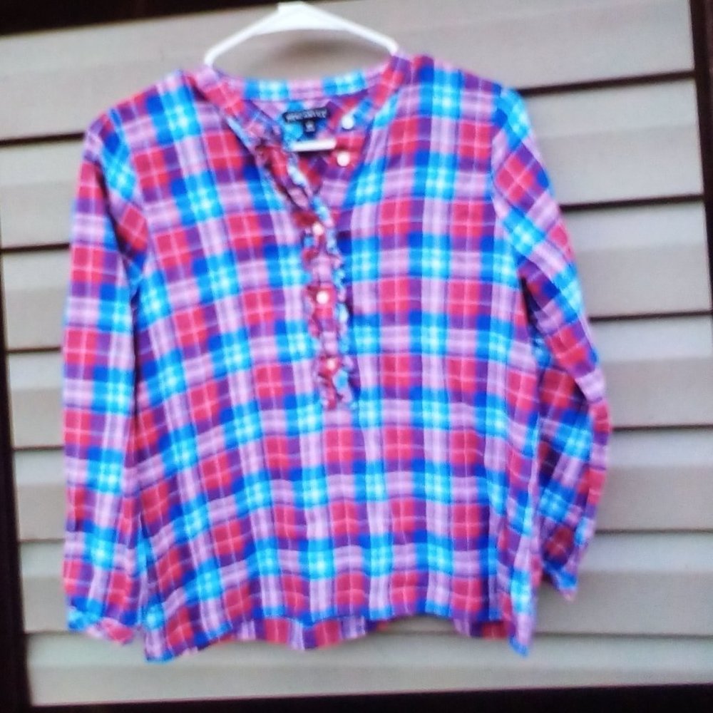 J. Crew Ruffle Flannel Top. - Picture 2 of 5